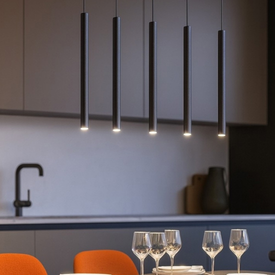 Lampadario per cucina moderna cilindri nero