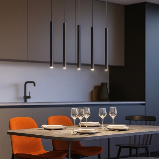 Lampadario per cucina moderna cilindri nero