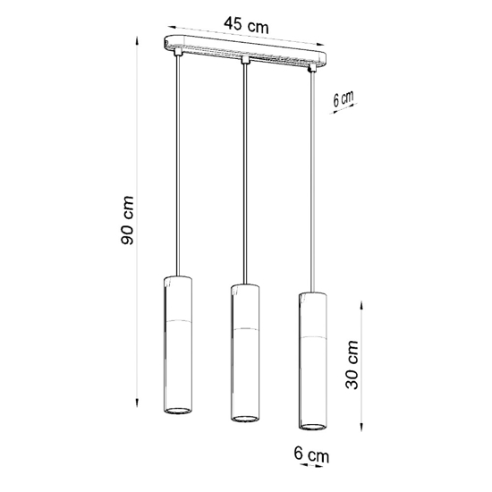 Lampadario 3 luci per cucina bianco legno
