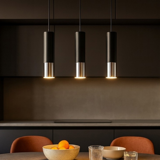 Lampadario da cucina nero cromo 