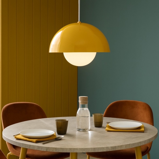Lampadario per isola penisola cucina ocra a cupola 27 cm cavi regolabili