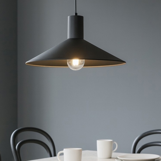 Lampadario per cucina moderna nero 36 cm cavi regolabili