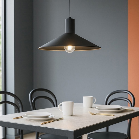 Lampadario per cucina moderna nero 36 cm cavi regolabili