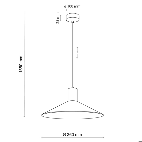 Lampadario per cucina moderna nero 36 cm cavi regolabili