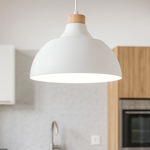 Lampadario per cucina moderna bianco a cupola 34 cm