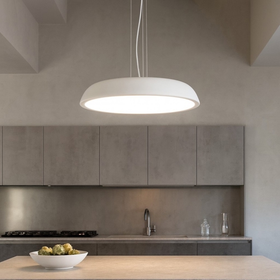 Lampadario da cucina isyluce zendel bianco led 55w 3000k 4000k dimmerabile