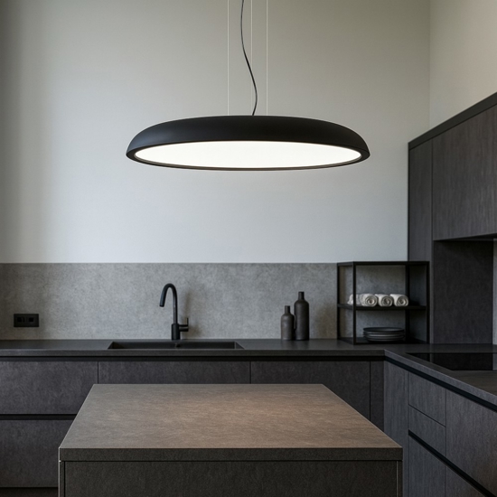 Isyluce zenal lampadario nero per cucina led 108w 3000k 4000k dimmerabile