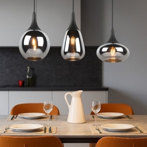 Lampadario per cucina moderna vetro cromato
