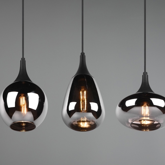 Lampadario per cucina moderna vetro cromato