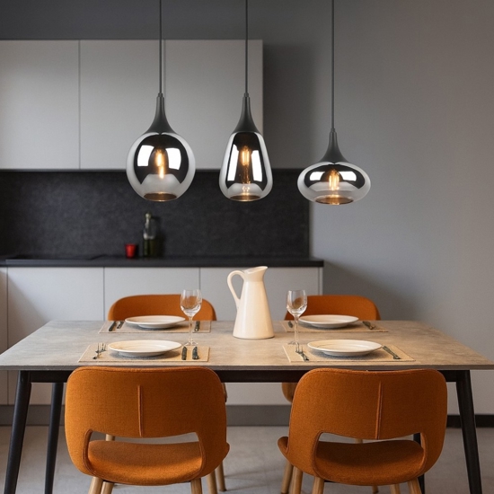 Lampadario per cucina moderna vetro cromato