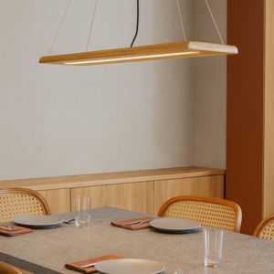 Lampadario in legno per cucina led 3000k rettangolare