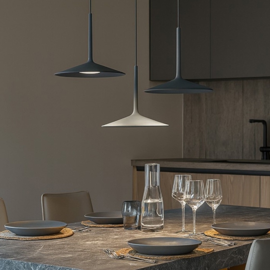 Lampadario da cucina led 19w 3000k poe p3 linea light grigio