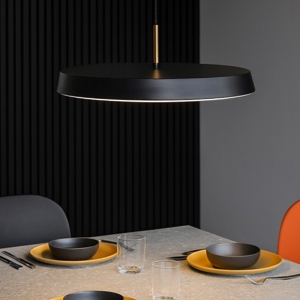 Visualizza i dettagli per Lampadario nero design piatto tondo per tavolo sala da pranzo moderna Lampadario nero design piatto tondo per tavolo sala da pranzo moderna
