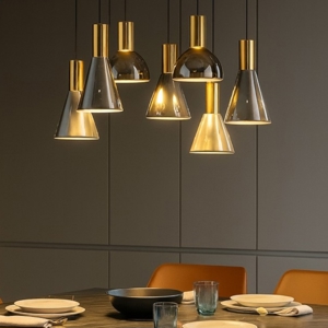 Visualizza i dettagli per Lampadario per tavolo da pranzo cucina 7 luci led 3000k vetro fume' Lampadario per tavolo da pranzo cucina 7 luci led 3000k vetro fume'