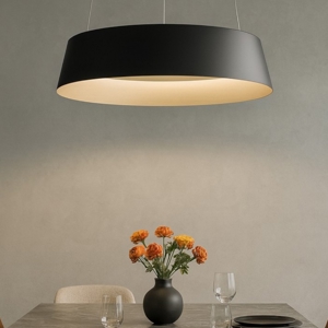 Lampadario led dimmerabile cono rovesciato nero oro per cucina moderna