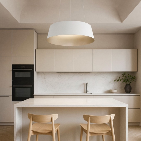 Lampadario per cucina cono rovesciato bianco oro led dimmerabile