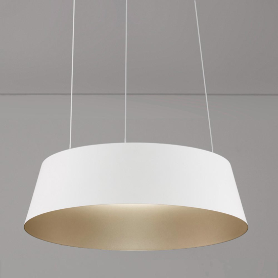 Lampadario per cucina cono rovesciato bianco oro led dimmerabile