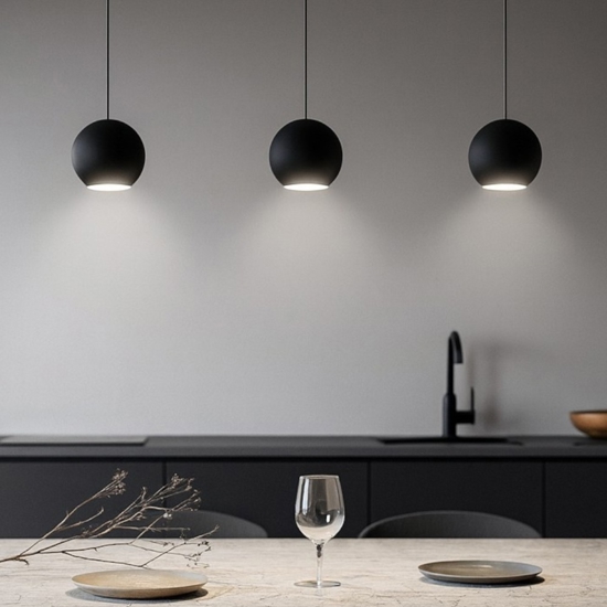 Gea luce lampadario per cucina guya nero 3 lampade sfere led 24w 3000k