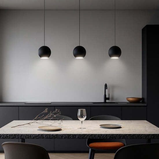 Gea luce lampadario per cucina guya nero 3 lampade sfere led 24w 3000k