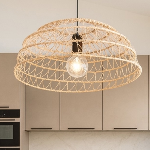 Lampadario a cupola per cucina marrone 60 cm cavi regolabili