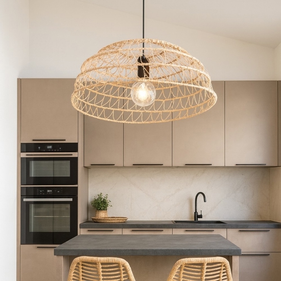 Lampadario a cupola per cucina marrone 60 cm cavi regolabili