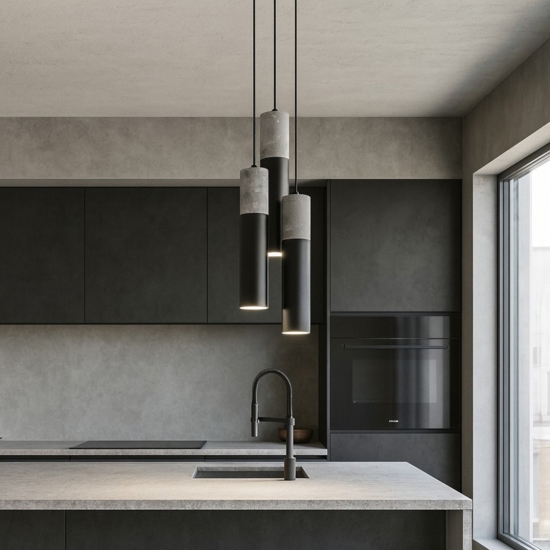 Lampadario per cucina nero cemento