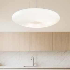 Ideal lux glory sp3 d50 lampadario disco vetro bianco
