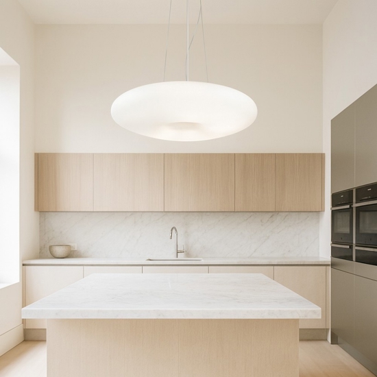 Ideal lux glory sp3 d50 lampadario disco vetro bianco