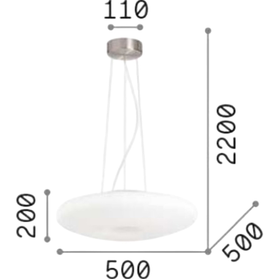 Ideal lux glory sp3 d50 lampadario disco vetro bianco