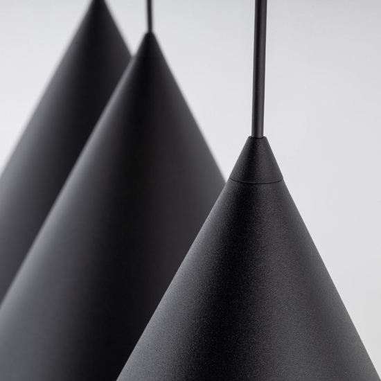 Lampadario nero grandi coni per tavolo cucina