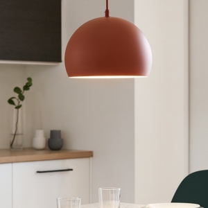 Visualizza i dettagli per Lampadario per tavolo a cupola rosso mattone 27 cm cavi regolabili Lampadario per tavolo a cupola rosso mattone 27 cm cavi regolabili