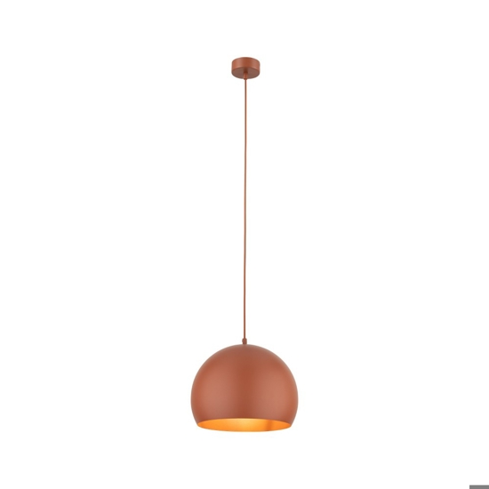 Lampadario per tavolo a cupola rosso mattone 27 cm cavi regolabili