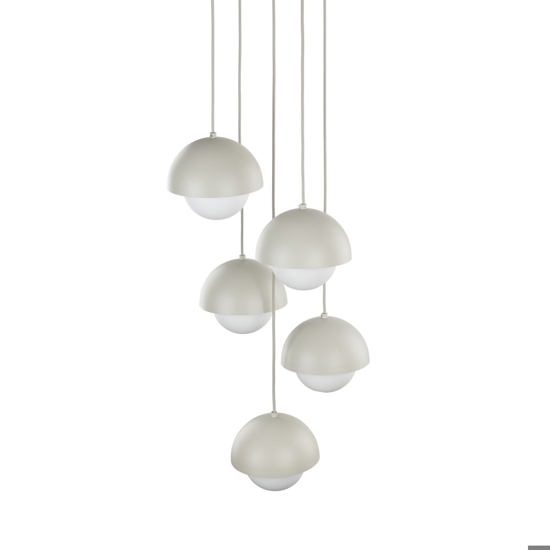 Lampadario per cucina moderna 5 luci pendenti a cupola beige