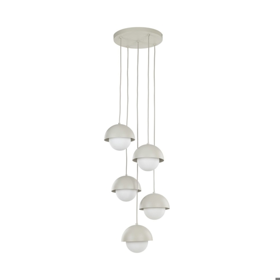 Lampadario per cucina moderna 5 luci pendenti a cupola beige
