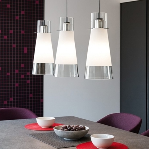 Visualizza i dettagli per Lampadario per tavolo cucina 3 coni vetro toplight cone Lampadario per tavolo cucina 3 coni vetro toplight cone