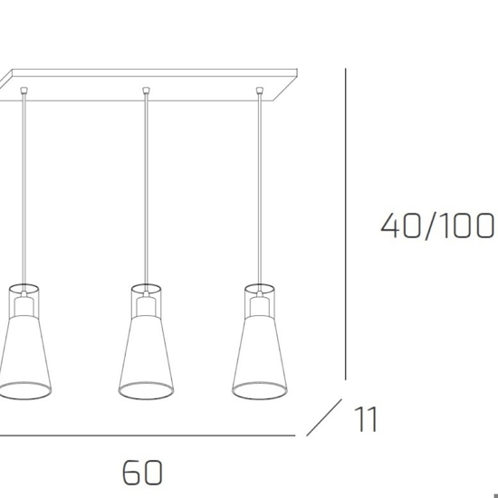 Lampadario per tavolo cucina 3 coni vetro toplight cone