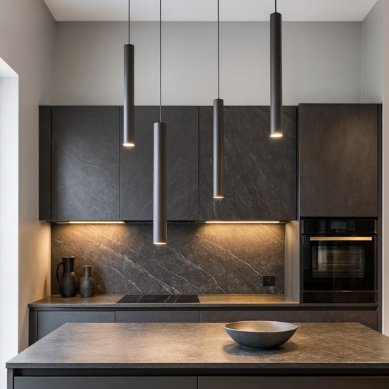 Lampadario da cucina cilindri antracite