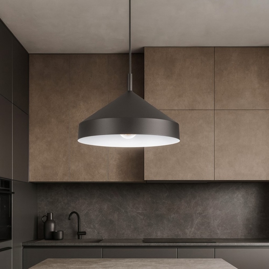 Ideal lux yurta sp1 d30 lampadario nero design cono 30 cm per isola cucina moderna