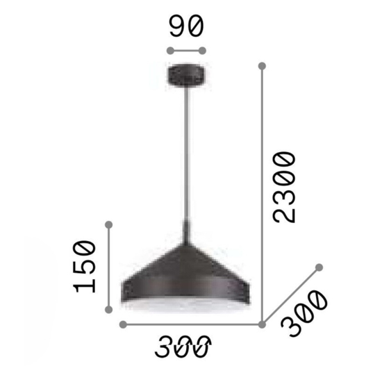 Ideal lux yurta sp1 d30 lampadario nero design cono 30 cm per isola cucina moderna