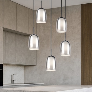 Lampadario per tavolo cucina in vetro 5 luci