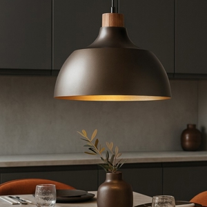 Lampadario per cucina moderna marrone a cupola 34 cm