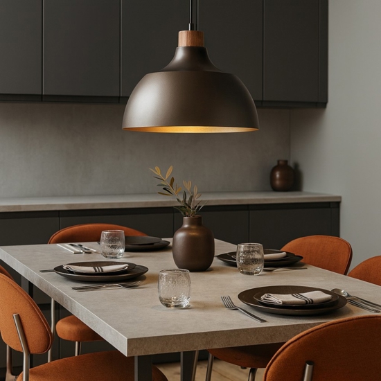 Lampadario per cucina moderna marrone a cupola 34 cm
