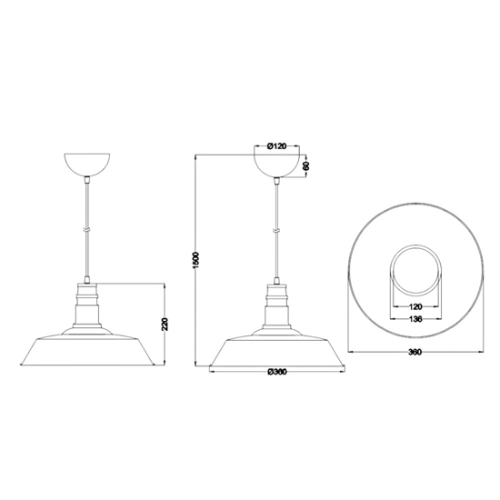 Lampadario per cucina cavi regolabili h150 cm max