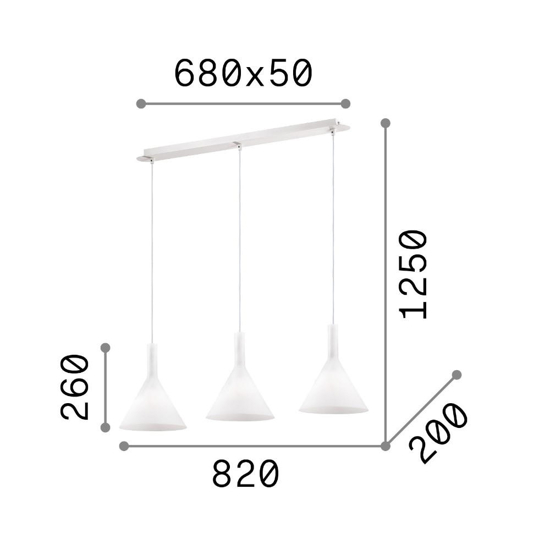 Cocktail sp3 ideal lux lampadario cucina tre luci vetri bianchi