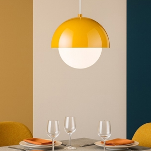 Lampadario per isola penisola cucina ocra a cupola 17 cm cavi regolabili