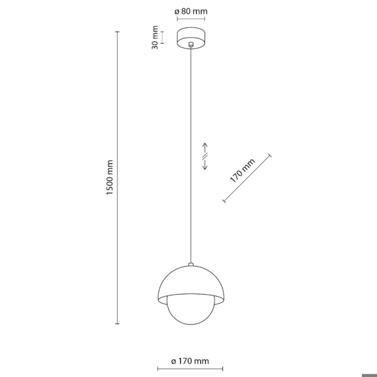 Lampadario per isola penisola cucina ocra a cupola 17 cm cavi regolabili