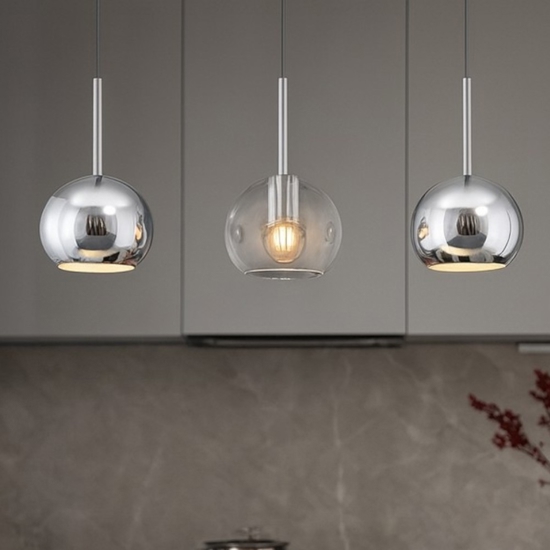 Lampadario per cucina vetri cromo trasparente