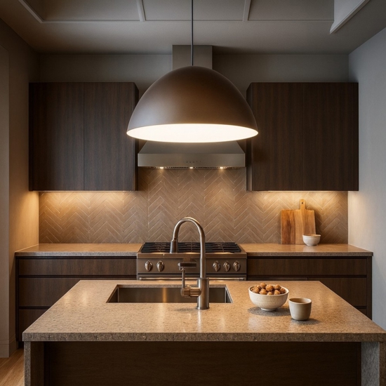 Lampadario cupola marrone 50cm per cucina