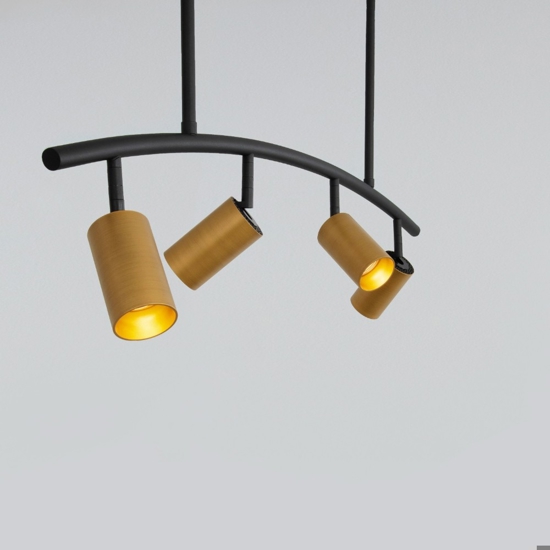 Lampadario da soffitto per cucina nero oro spot orientabili