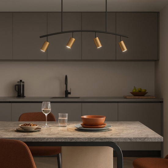 Lampadario da soffitto per cucina nero oro spot orientabili